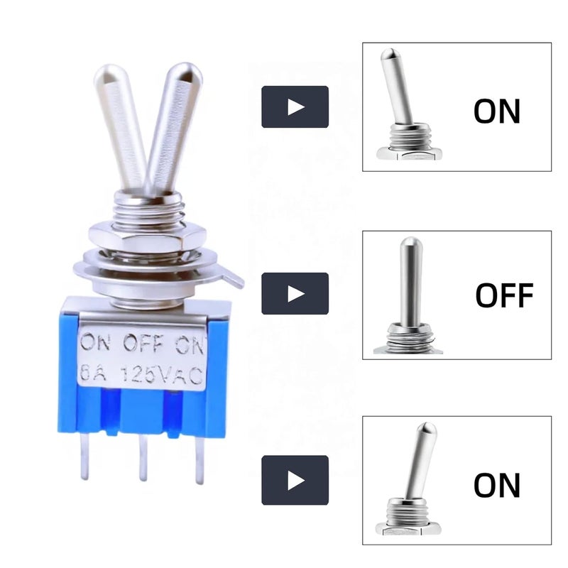 EGSCST 12PCS Mini Toggle Switch SPST 6A 125V Miniature ON/Off/ON 3 Pin 3 Position Micro Rocker Switches 6 Amp 125 Volt MTS-103 - Image 4